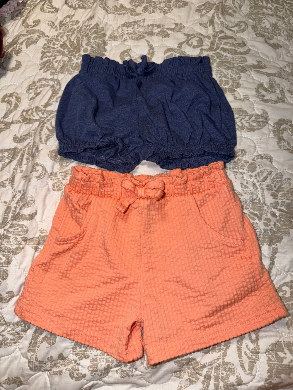 Garanimals Navy and Coral Textured Ruffle Waist Pull-On Shorts Set